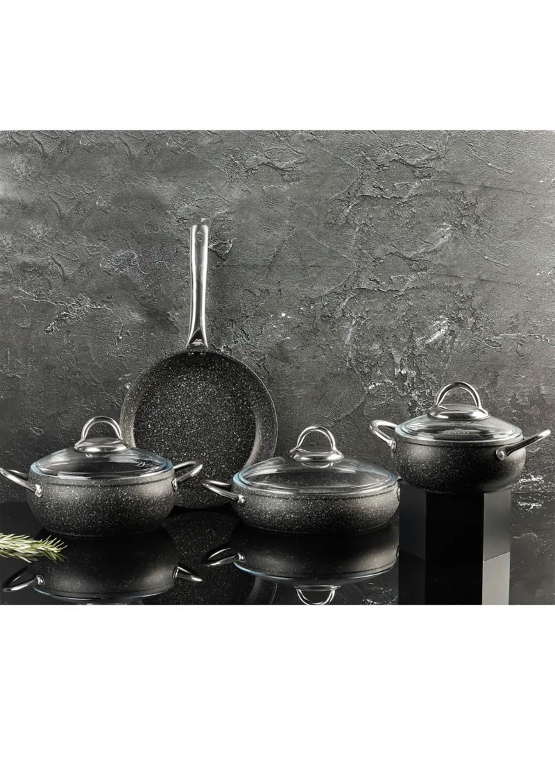 Karaca Biogranite Steel Plus Non-Stick Induction Cookware Set, 7