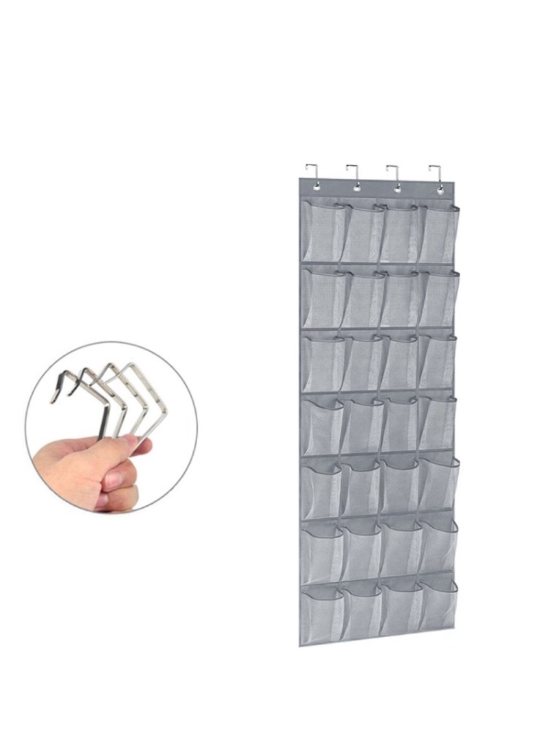 Extra Large Over the Door Shoe Organizer with 4 Hooks 24/28 Pockets Hanging  Shoe Rack