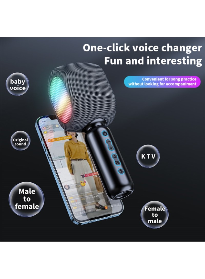 Wireless Bluetooth Karaoke Microphone Handheld Mic Speaker With RGB Lights  JY-57 (L8.4 x W2.5 x H1.57)inch