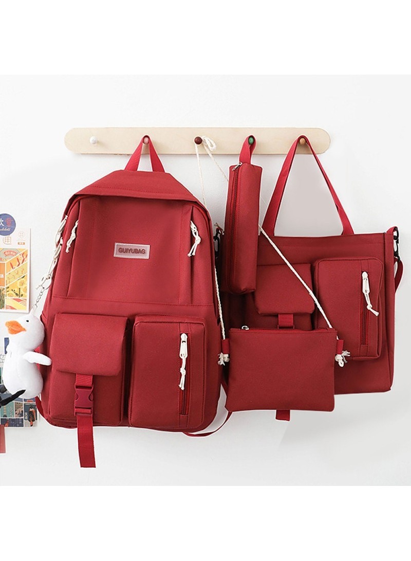 4Pcs Canvas Backpack Combo Set School Bags with Pencil Bag W11.8